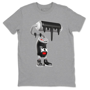3s Black Cement shirts to match jordans 3D Paint Roller sneaker match tees Air Jordan 3 Black Cement match shoes to clothes SNRT Sneaker Tees unisex cotton Heather Grey 2 shirts