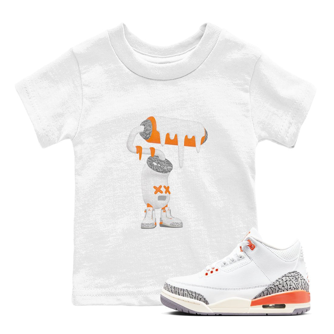 3s Georgia Peach shirt to match jordans 3D Paint Roller sneaker tees Air Jordan 3 Georgia Peach SNRT sneaker release tees baby toddler White 1 cotton Shirt
