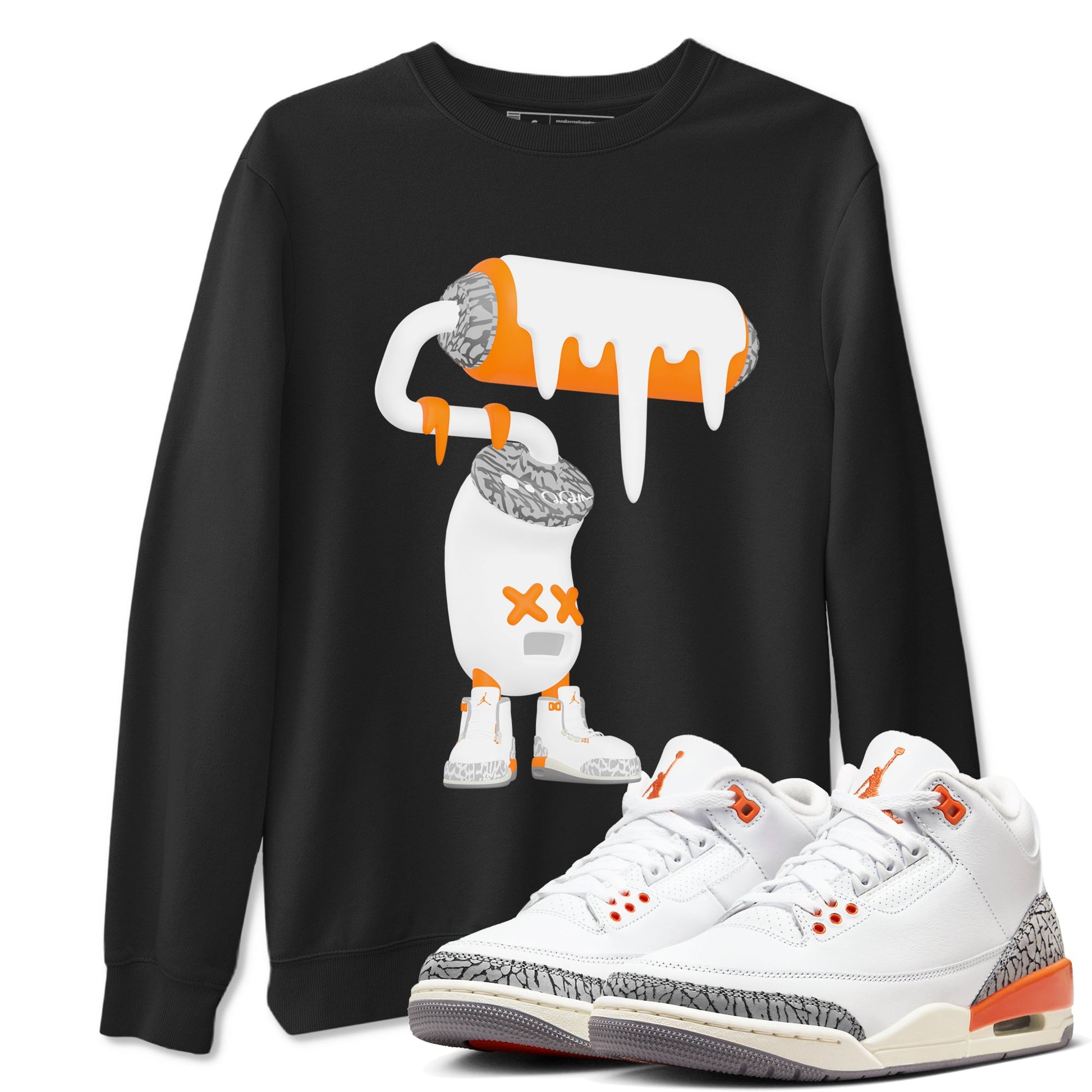 3s Georgia Peach shirt to match jordans 3D Paint Roller sneaker tees Air Jordan 3 Georgia Peach SNRT Sneaker Release Tees unisex cotton Black 1 crew neck shirt