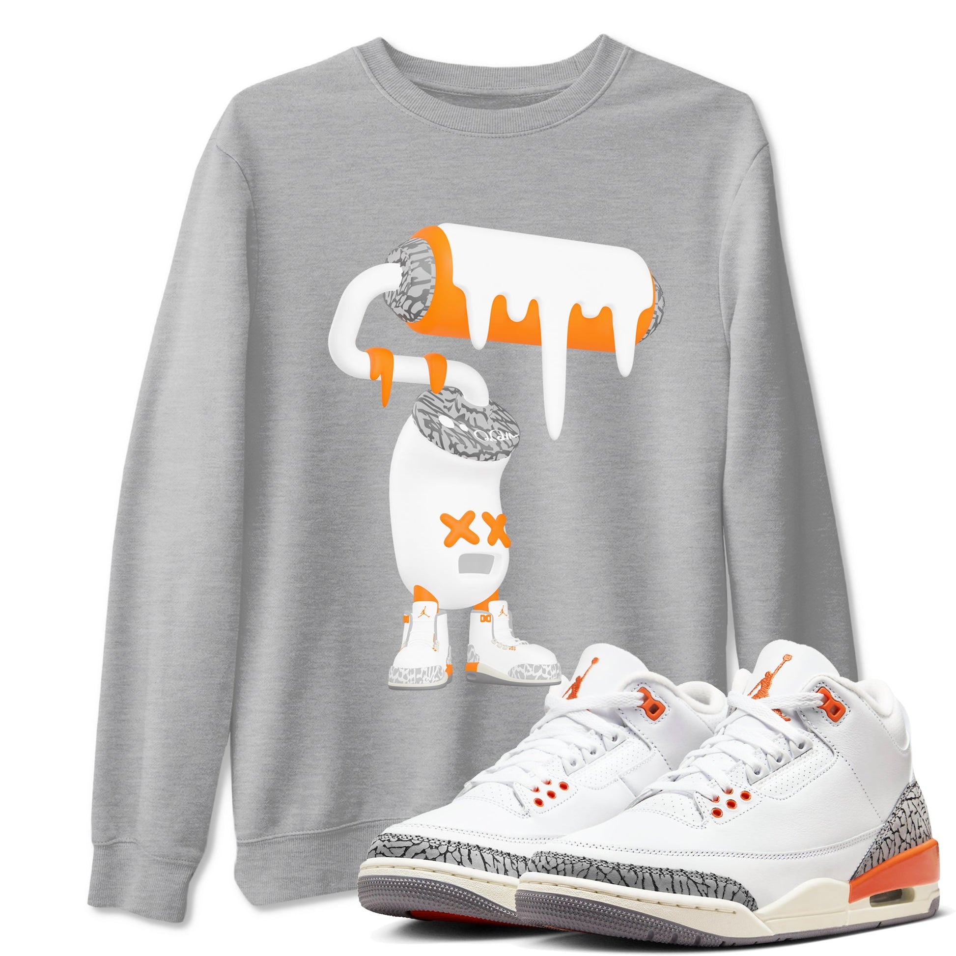3s Georgia Peach shirt to match jordans 3D Paint Roller sneaker tees Air Jordan 3 Georgia Peach SNRT Sneaker Release Tees unisex cotton Heather Grey 1 crew neck shirt
