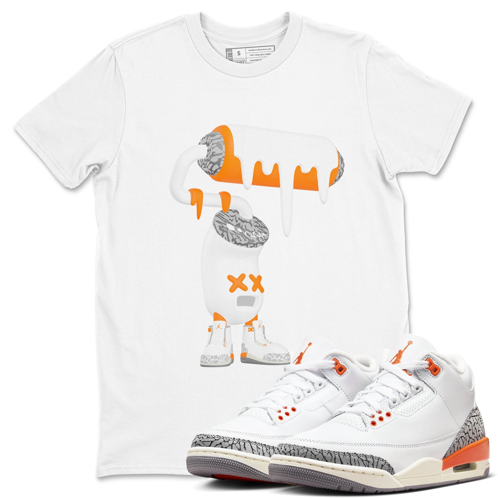 3s Georgia Peach shirt to match jordans 3D Paint Roller sneaker tees Air Jordan 3 Georgia Peach SNRT Sneaker Release Tees unisex cotton White 1 crew neck shirt