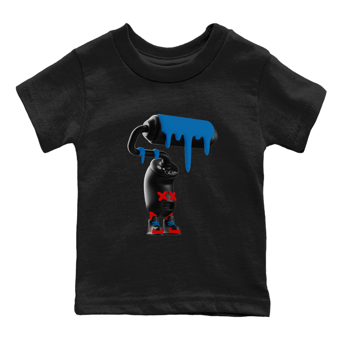 3D Paint Roller baby and kids t-shirt crafted for little sneakerheads to shine with the Air Jordan 3 Rare Air sneakers, displayed in Black 2.