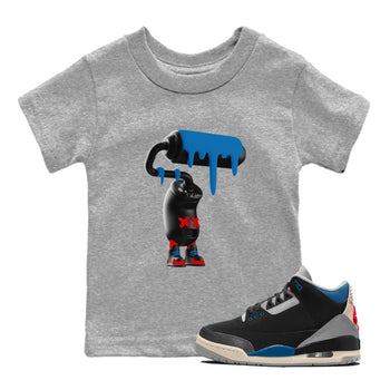 3D Paint Roller baby and kids t-shirt crafted for little sneakerheads to shine with the Air Jordan 3 Rare Air sneakers, displayed in Heather Grey 1.
