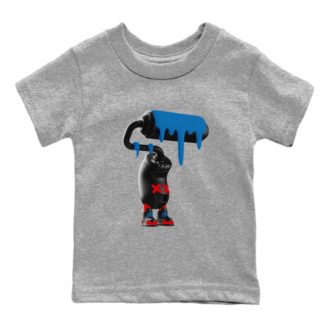 3D Paint Roller baby and kids t-shirt crafted for little sneakerheads to shine with the Air Jordan 3 Rare Air sneakers, displayed in Heather Grey 2.