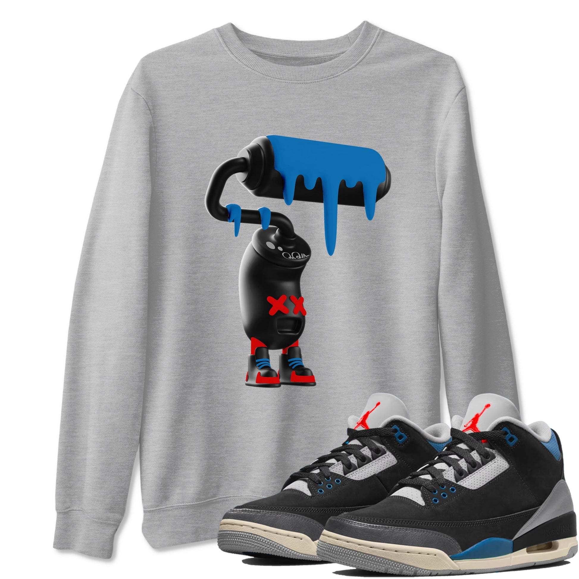 3D Paint Roller sneaker match t-shirt styled to complete your fit with the Air Jordan 3 Rare Air sneakers, shown in Heather Grey 1.