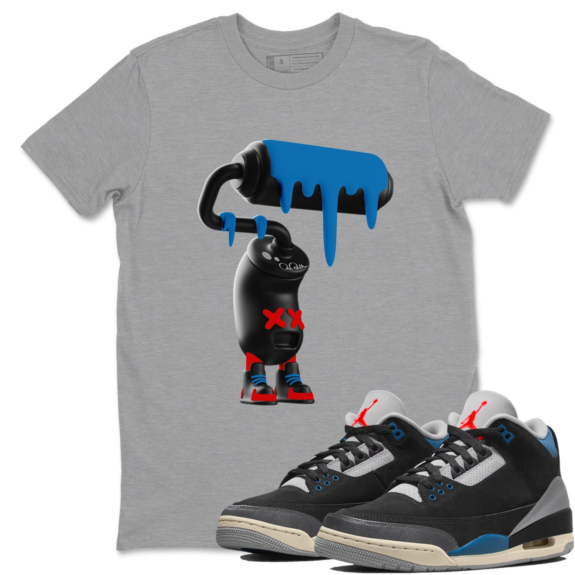 3D Paint Roller sneaker match t-shirt styled to complete your fit with the Air Jordan 3 Rare Air sneakers, shown in Heather Grey 1.