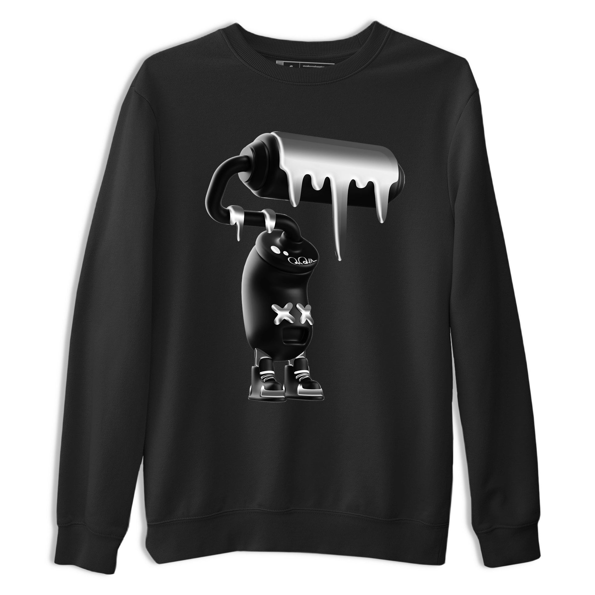 4s Black Cat Sneaker match tees – Sneaker Tees To Match Air Jordan 4 Black Cat Shoes – 3D Paint Roller Tee Black 2