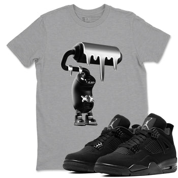 4s Black Cat Sneaker match tees – Sneaker Tees To Match Air Jordan 4 Black Cat Shoes – 3D Paint Roller Tee Heather Grey 1