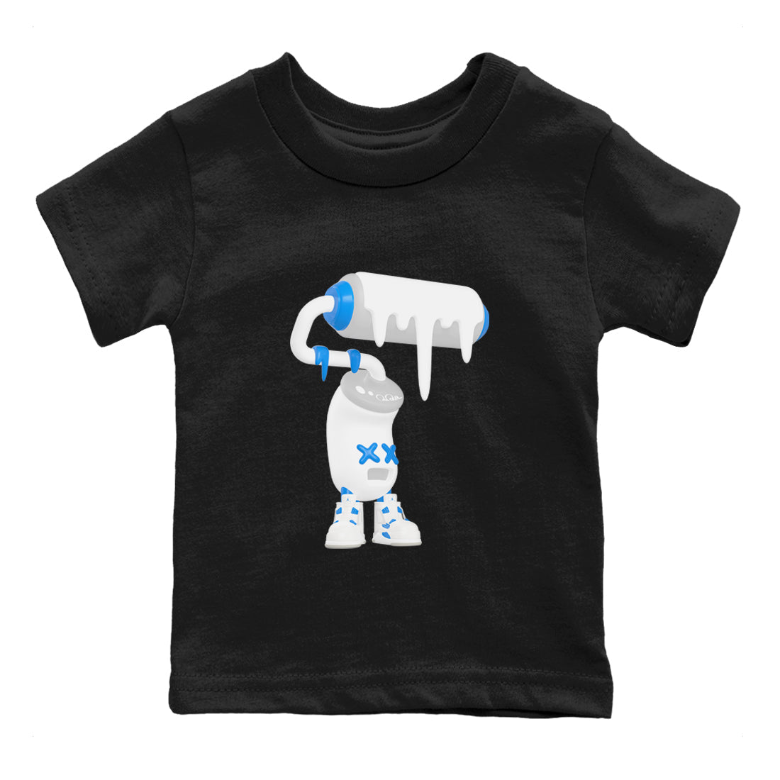 Air Jordan 4 Industrial Blue shirt to match jordans 3D Paint Roller sneaker tees Air Jordan 4 Military Blue SNRT sneaker release tees baby toddler Black 2 cotton Shirt