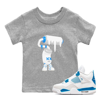 Air Jordan 4 Industrial Blue shirt to match jordans 3D Paint Roller sneaker tees Air Jordan 4 Military Blue SNRT sneaker release tees baby toddler Heather Grey 1 cotton Shirt