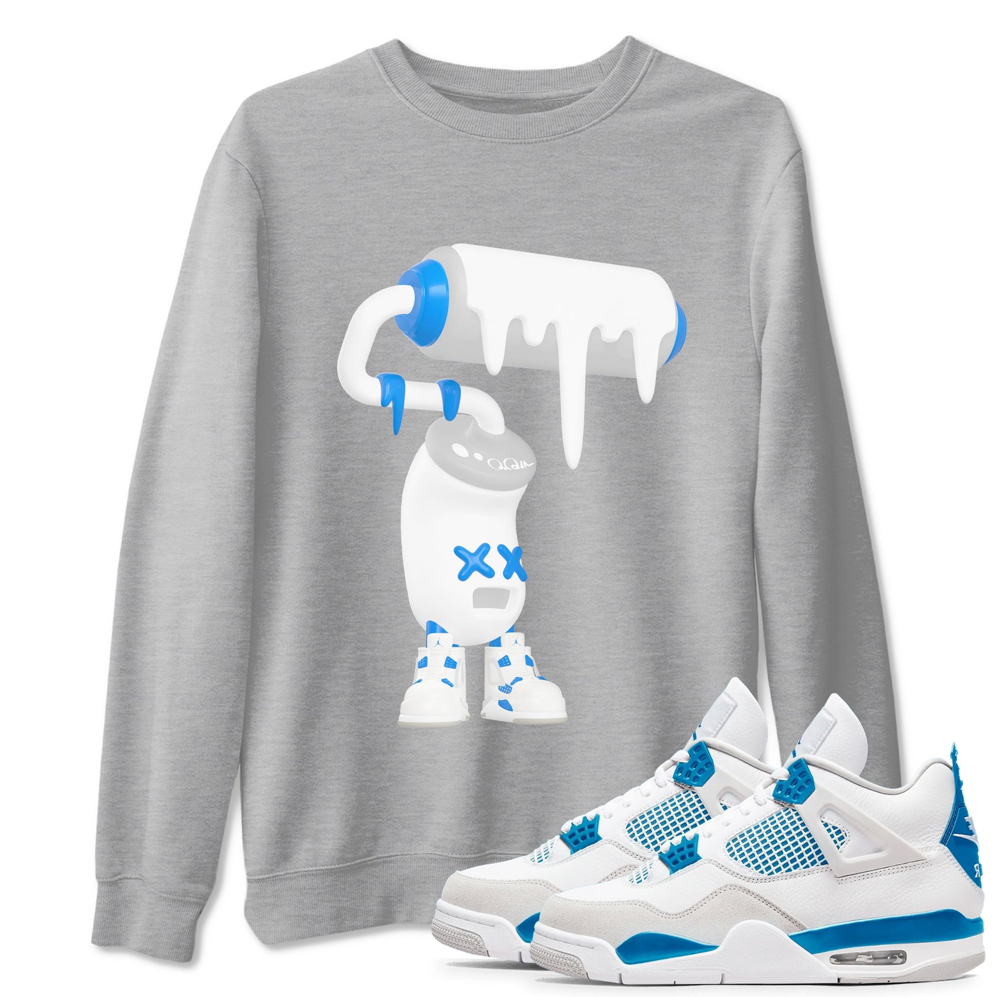 Air Jordan 4 Industrial Blue shirt to match jordans 3D Paint Roller sneaker tees Air Jordan 4 Military Blue SNRT Sneaker Release Tees unisex cotton Heather Grey 1 crew neck shirt
