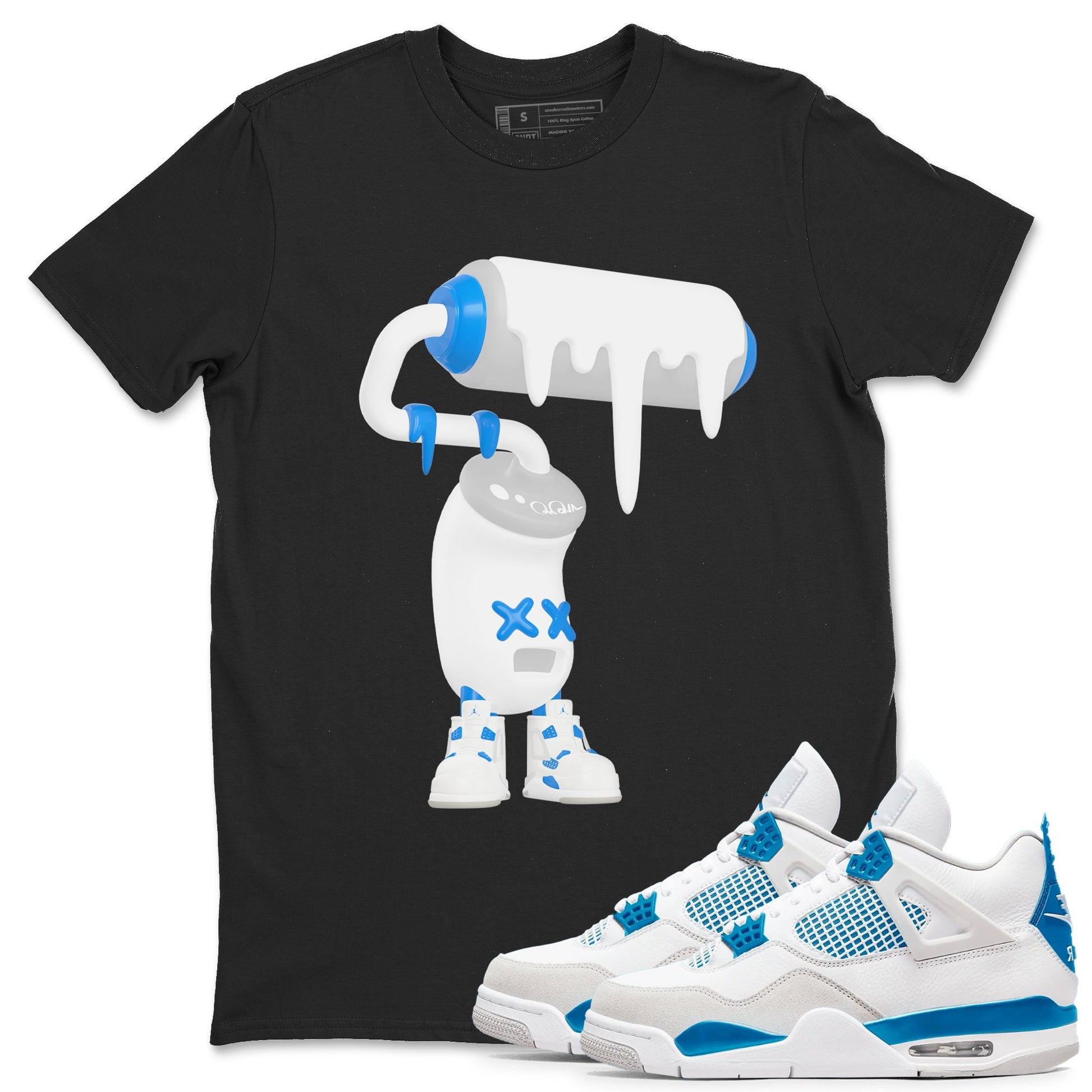 Air Jordan 4 Industrial Blue shirt to match jordans 3D Paint Roller sneaker tees Air Jordan 4 Military Blue SNRT Sneaker Release Tees unisex cotton Black 1 crew neck shirt