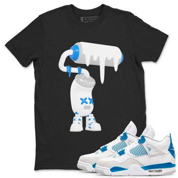 Air Jordan 4 Industrial Blue shirt to match jordans 3D Paint Roller sneaker tees Air Jordan 4 Military Blue SNRT Sneaker Release Tees unisex cotton Black 1 crew neck shirt
