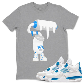 Air Jordan 4 Industrial Blue shirt to match jordans 3D Paint Roller sneaker tees Air Jordan 4 Military Blue SNRT Sneaker Release Tees unisex cotton Heather Grey 1 crew neck shirt