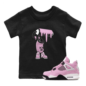 4s Retro Orchid shirts to match jordans 3D Paint Roller sneaker match tees Air Jordan 4 WMNS Orchid match shoes to clothes SNRT Sneaker Tees Youth Baby Black 1 tee