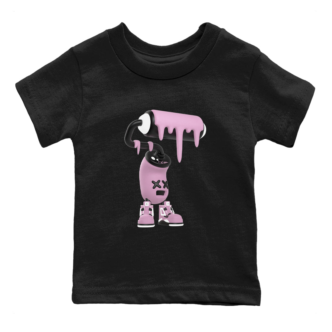 4s Retro Orchid shirts to match jordans 3D Paint Roller sneaker match tees Air Jordan 4 WMNS Orchid match shoes to clothes SNRT Sneaker Tees Youth Baby Black 2 tee