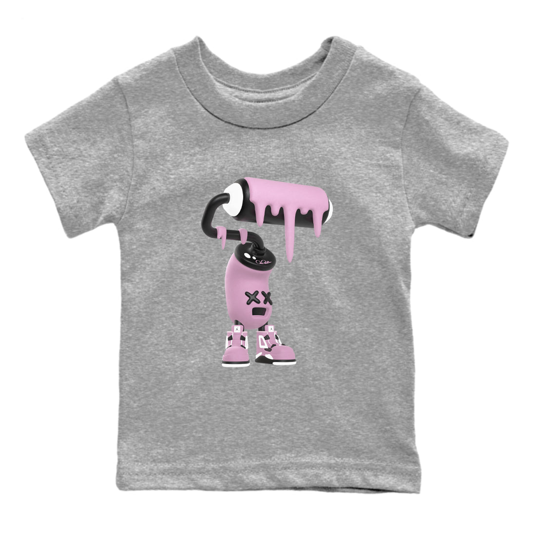 4s Retro Orchid shirts to match jordans 3D Paint Roller sneaker match tees Air Jordan 4 WMNS Orchid match shoes to clothes SNRT Sneaker Tees Youth Baby Heather Grey 2 tee