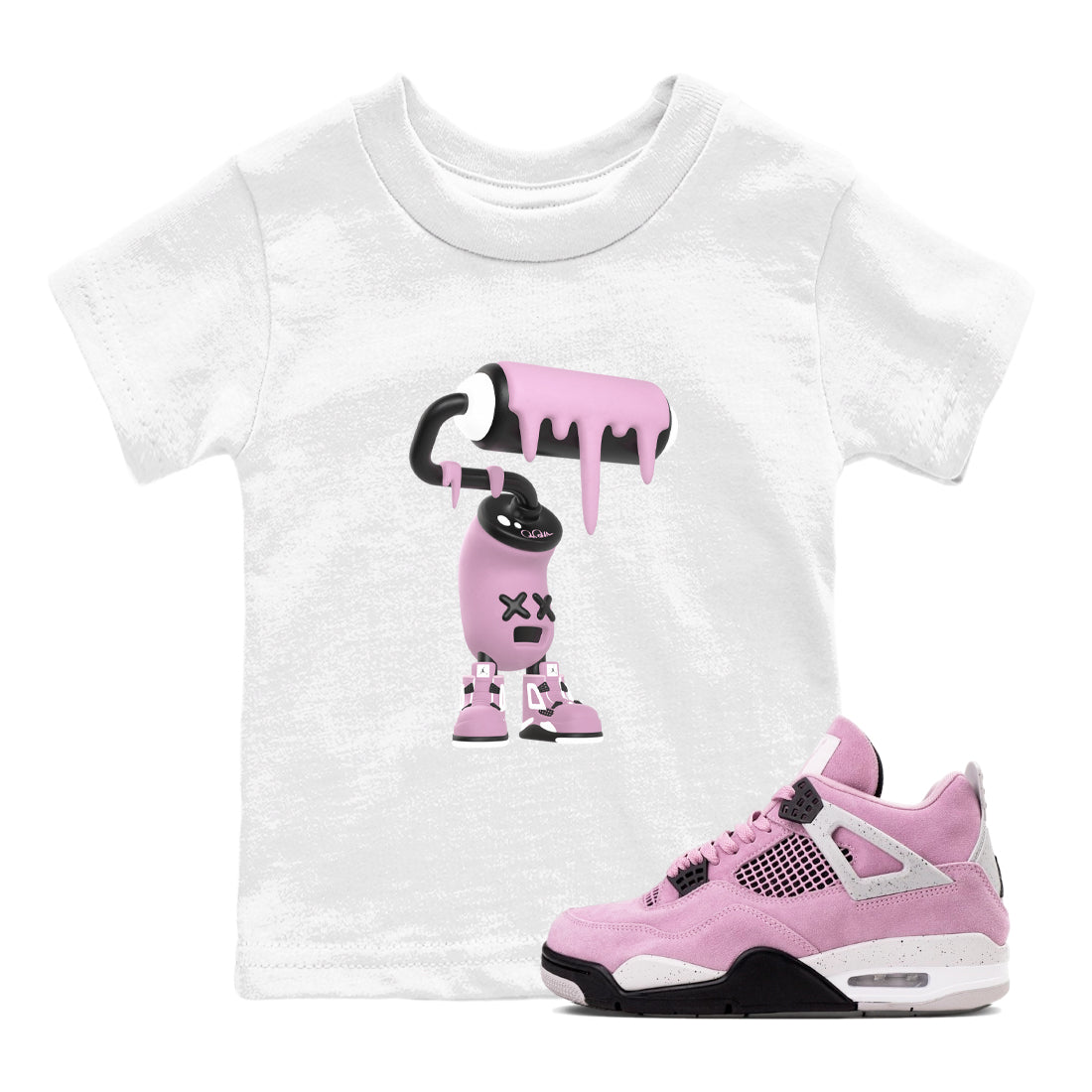 4s Retro Orchid shirts to match jordans 3D Paint Roller sneaker match tees Air Jordan 4 WMNS Orchid match shoes to clothes SNRT Sneaker Tees Youth Baby White 1 tee
