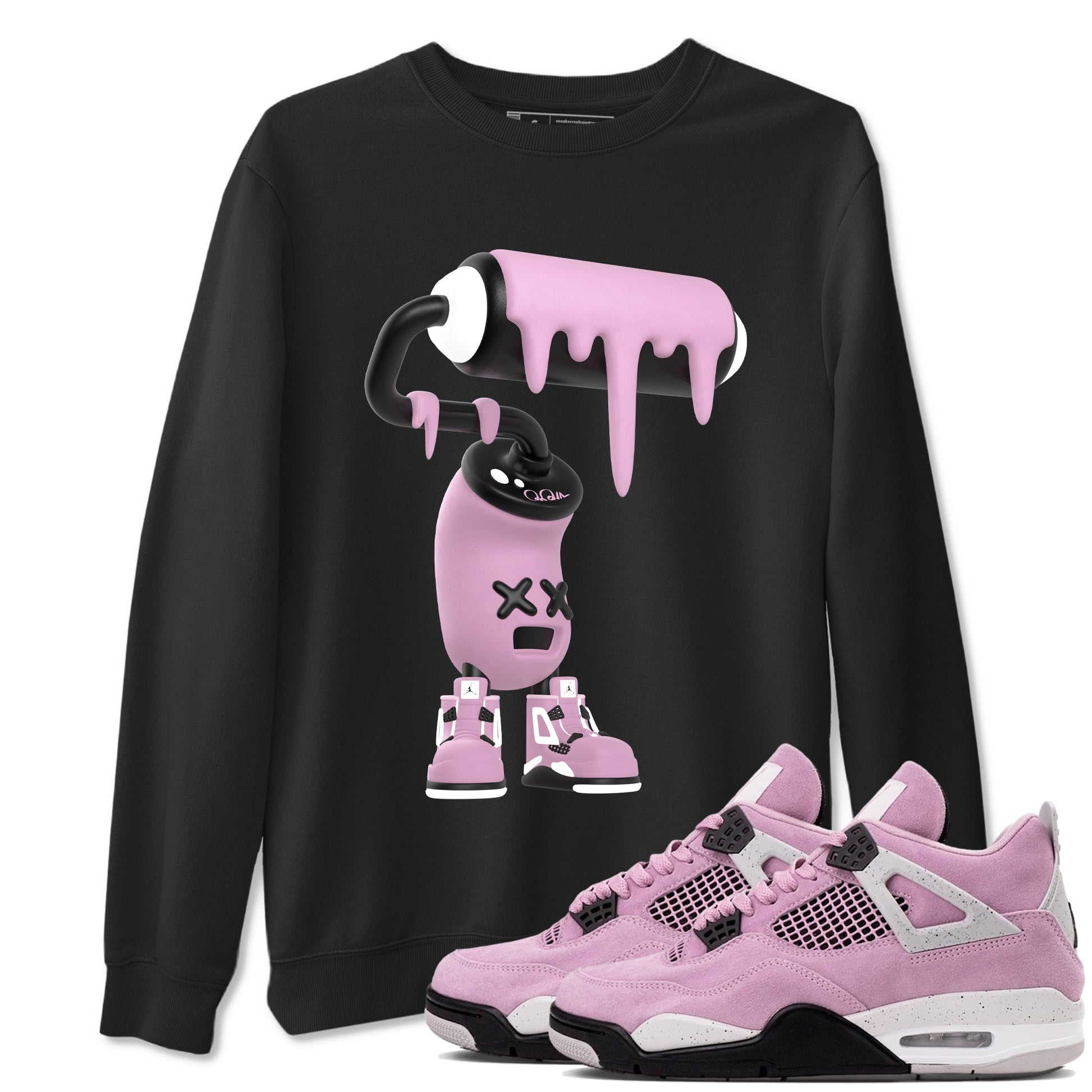 4s Retro Orchid shirts to match jordans 3D Paint Roller sneaker match tees Air Jordan 4 WMNS Orchid match shoes to clothes SNRT Sneaker Tees unisex cotton Black 1 shirts