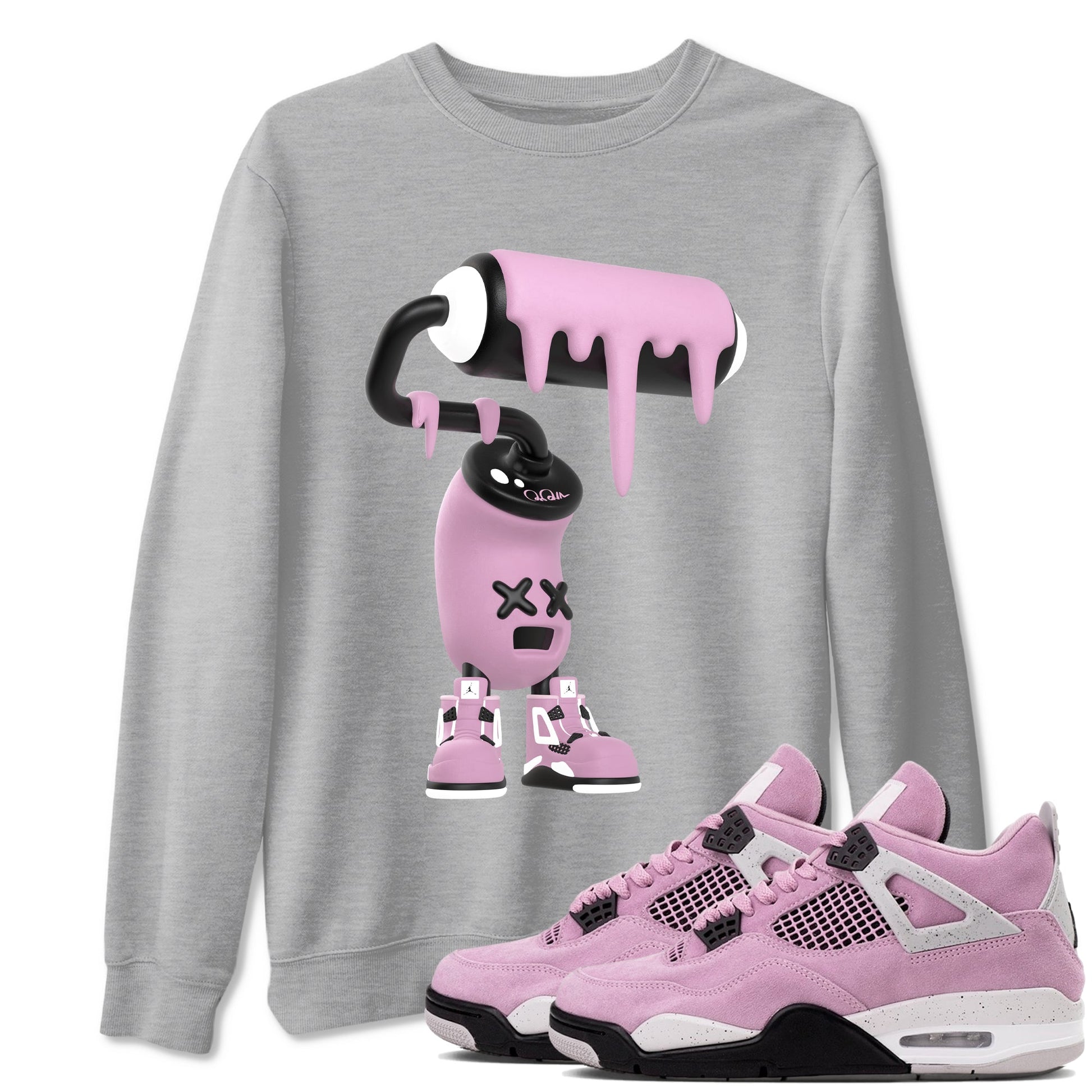 4s Retro Orchid shirts to match jordans 3D Paint Roller sneaker match tees Air Jordan 4 WMNS Orchid match shoes to clothes SNRT Sneaker Tees unisex cotton Heather Grey 1 shirts