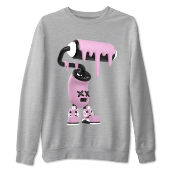4s Retro Orchid shirts to match jordans 3D Paint Roller sneaker match tees Air Jordan 4 WMNS Orchid match shoes to clothes SNRT Sneaker Tees unisex cotton Heather Grey 2 shirts