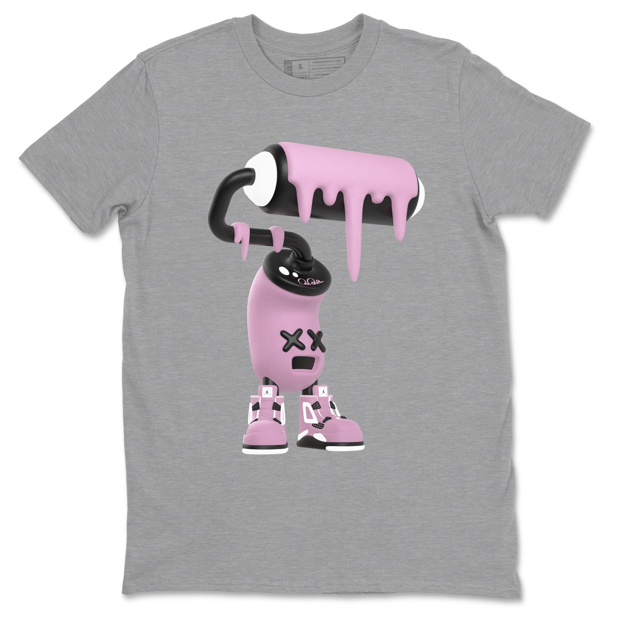 4s Retro Orchid shirts to match jordans 3D Paint Roller sneaker match tees Air Jordan 4 WMNS Orchid match shoes to clothes SNRT Sneaker Tees unisex cotton Heather Grey 2 shirts