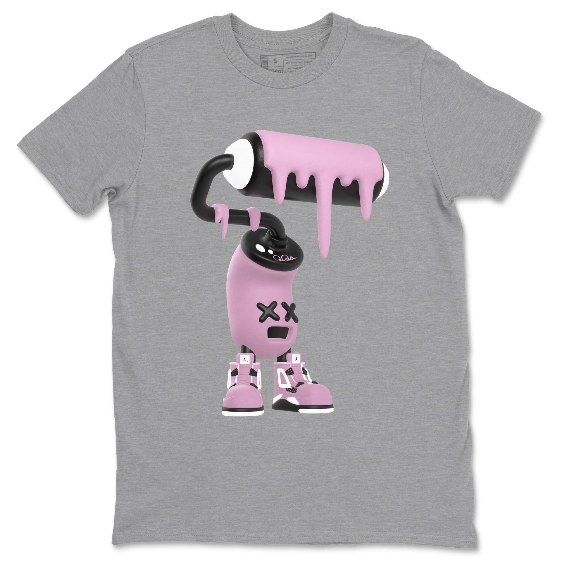 4s Retro Orchid shirts to match jordans 3D Paint Roller sneaker match tees Air Jordan 4 WMNS Orchid match shoes to clothes SNRT Sneaker Tees unisex cotton Heather Grey 2 shirts