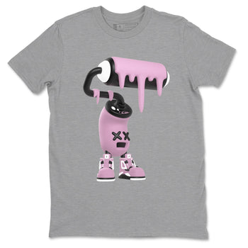 4s Retro Orchid shirts to match jordans 3D Paint Roller sneaker match tees Air Jordan 4 WMNS Orchid match shoes to clothes SNRT Sneaker Tees unisex cotton Heather Grey 2 shirts
