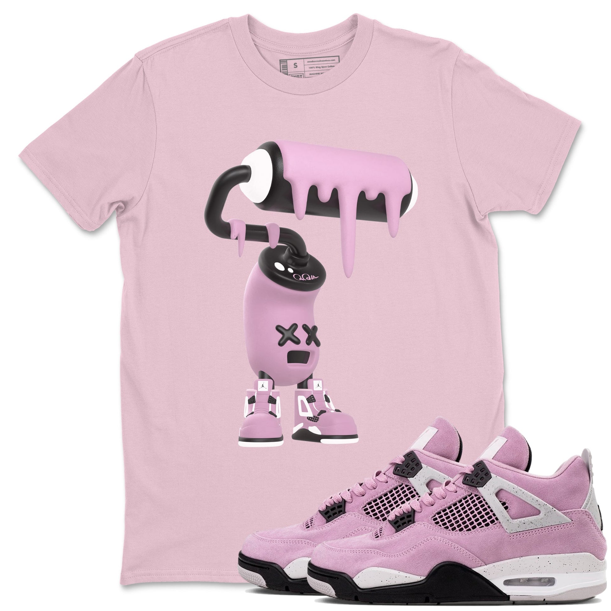 4s Retro Orchid shirts to match jordans 3D Paint Roller sneaker match tees Air Jordan 4 WMNS Orchid match shoes to clothes SNRT Sneaker Tees unisex cotton Pink 1 shirts
