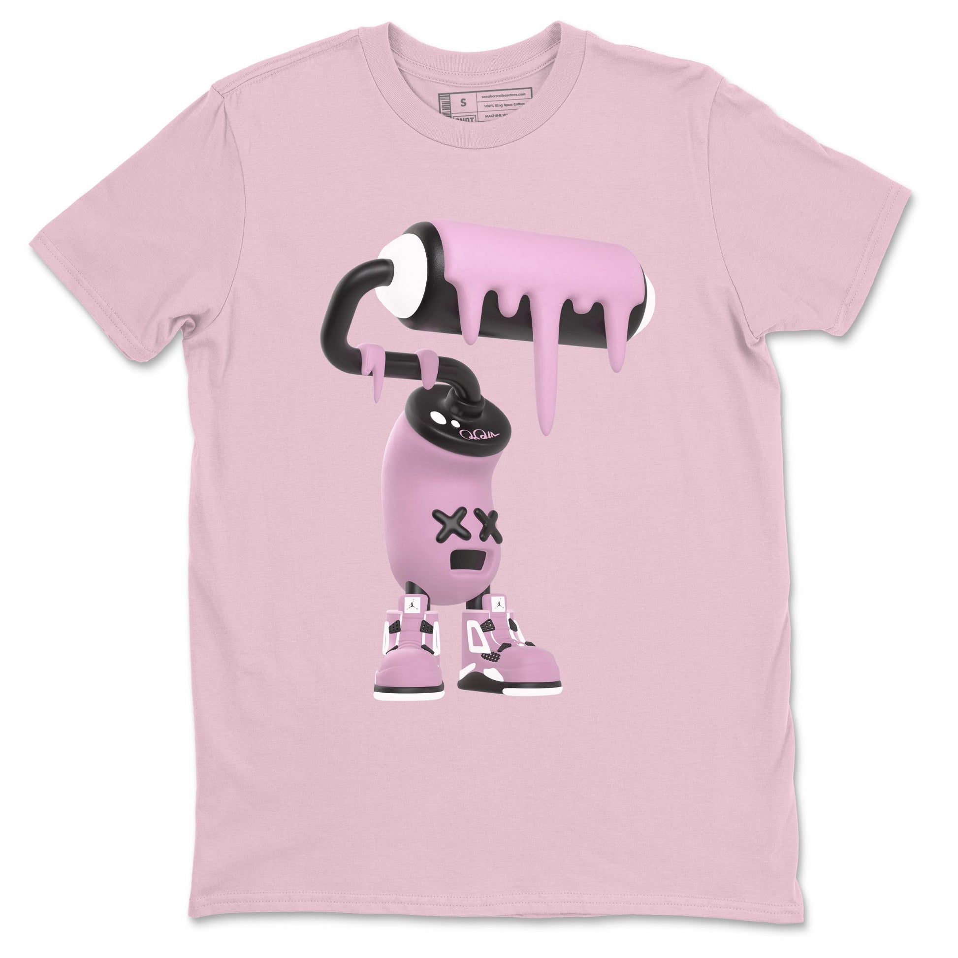4s Retro Orchid shirts to match jordans 3D Paint Roller sneaker match tees Air Jordan 4 WMNS Orchid match shoes to clothes SNRT Sneaker Tees unisex cotton Pink 2 shirts