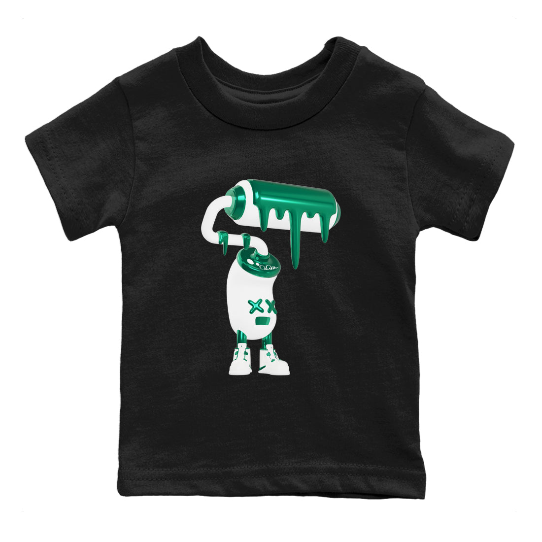 4s Oxidized Green shirts to match jordans 3D Paint Roller sneaker match tees Air Jordan 4 Oxidized Green SNRT Sneaker Tees streetwear brand Baby and Youth Black 2 cotton tee