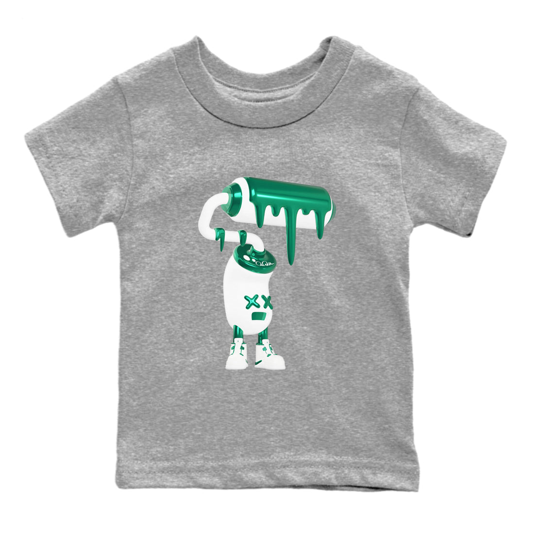 4s Oxidized Green shirts to match jordans 3D Paint Roller sneaker match tees Air Jordan 4 Oxidized Green SNRT Sneaker Tees streetwear brand Baby and Youth Heather Grey 2 cotton tee