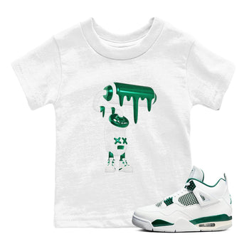 4s Oxidized Green shirts to match jordans 3D Paint Roller sneaker match tees Air Jordan 4 Oxidized Green SNRT Sneaker Tees streetwear brand Baby and Youth White 1 cotton tee