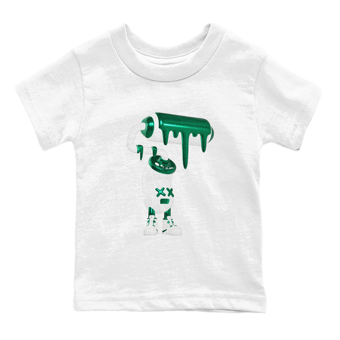 4s Oxidized Green shirts to match jordans 3D Paint Roller sneaker match tees Air Jordan 4 Oxidized Green SNRT Sneaker Tees streetwear brand Baby and Youth White 2 cotton tee