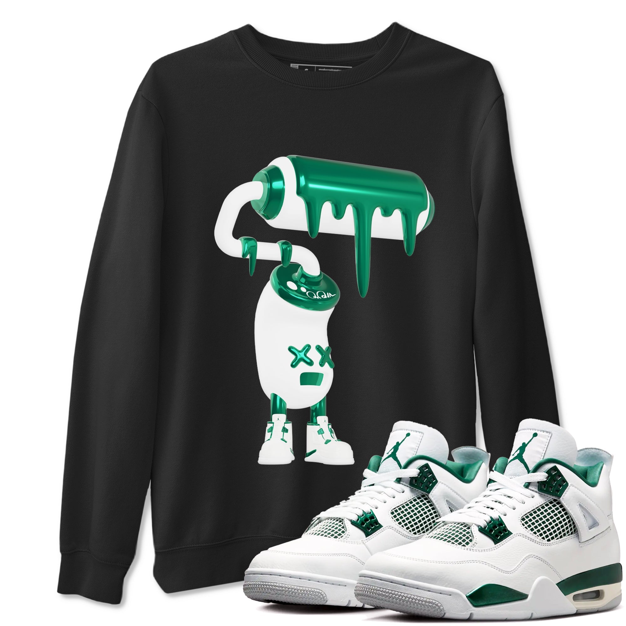 4s Oxidized Green shirts to match jordans 3D Paint Roller sneaker match tees Air Jordan 4 Oxidized Green SNRT Sneaker Tees streetwear brand Black 1 unisex cotton tee
