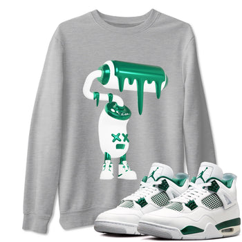 4s Oxidized Green shirts to match jordans 3D Paint Roller sneaker match tees Air Jordan 4 Oxidized Green SNRT Sneaker Tees streetwear brand Heather Grey 1 unisex cotton tee