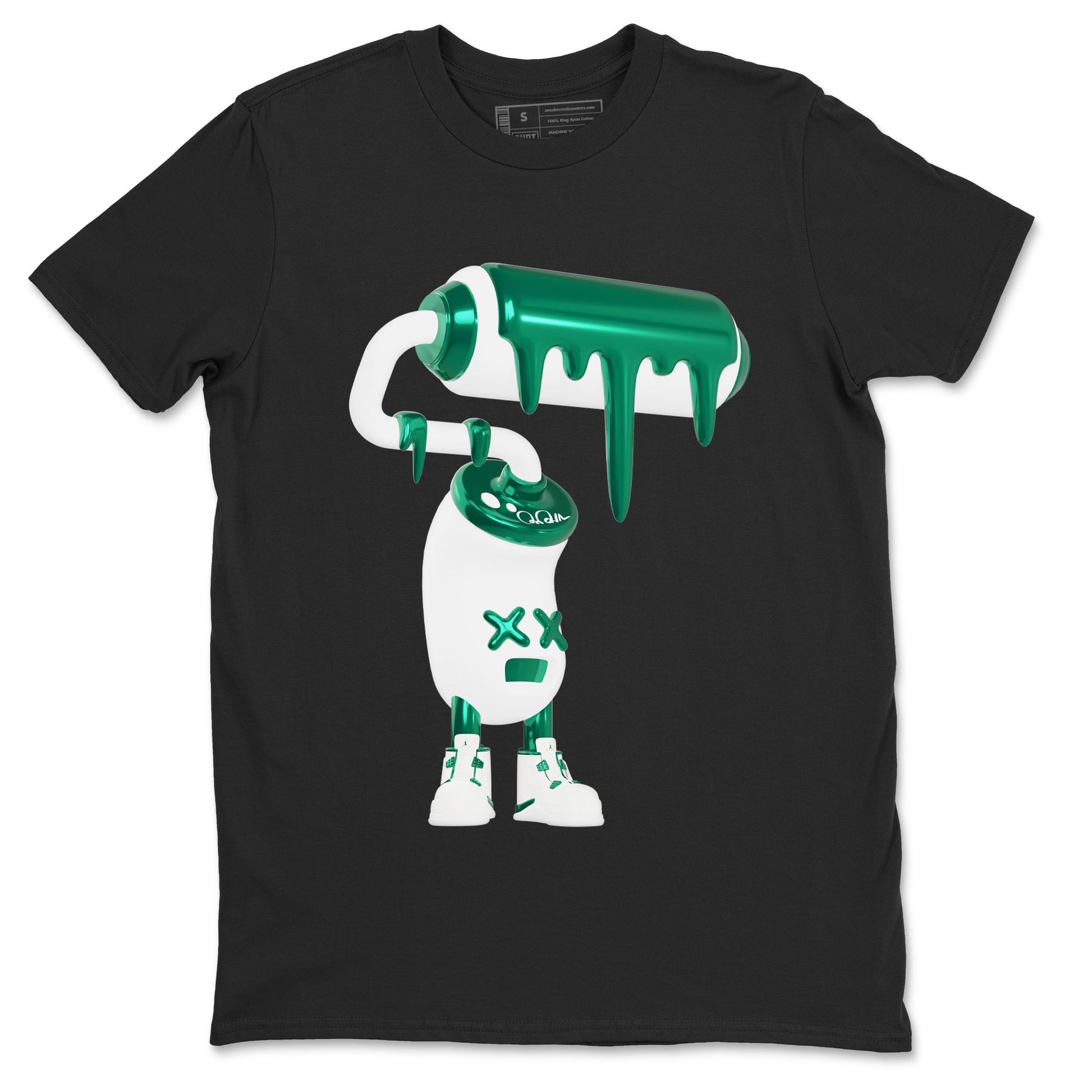4s Oxidized Green shirts to match jordans 3D Paint Roller sneaker match tees Air Jordan 4 Oxidized Green SNRT Sneaker Tees streetwear brand Black 2 unisex cotton tee
