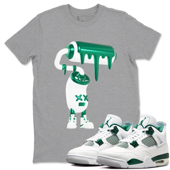 4s Oxidized Green shirts to match jordans 3D Paint Roller sneaker match tees Air Jordan 4 Oxidized Green SNRT Sneaker Tees streetwear brand Heather Grey 1 unisex cotton tee