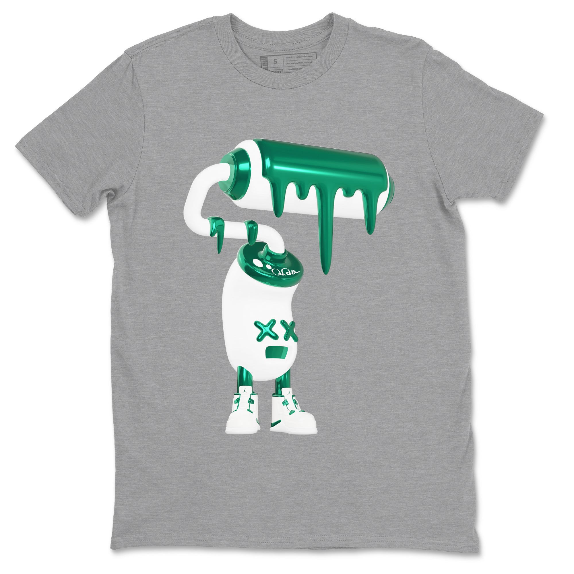 4s Oxidized Green shirts to match jordans 3D Paint Roller sneaker match tees Air Jordan 4 Oxidized Green SNRT Sneaker Tees streetwear brand Heather Grey 2 unisex cotton tee
