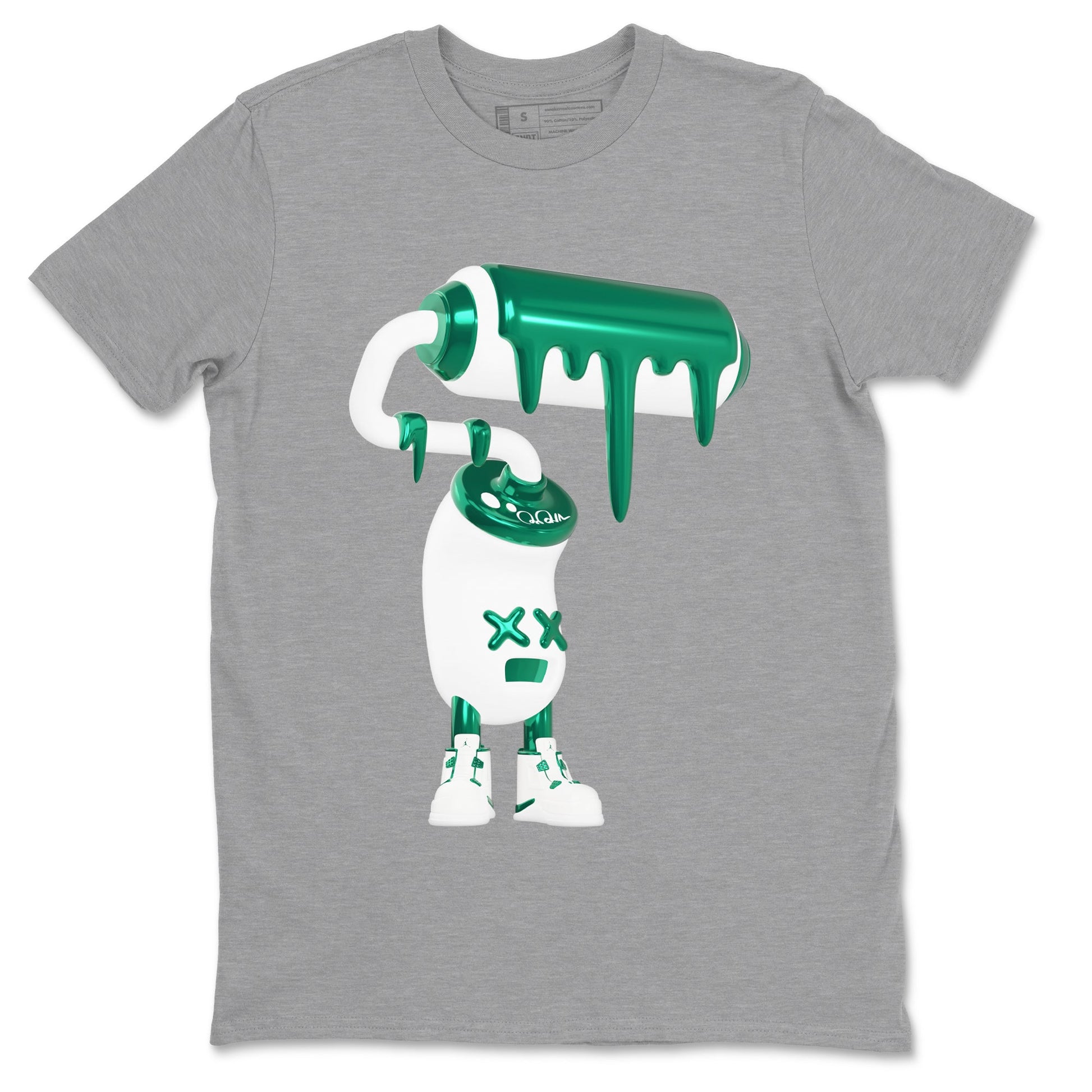 4s Oxidized Green shirts to match jordans 3D Paint Roller sneaker match tees Air Jordan 4 Oxidized Green SNRT Sneaker Tees streetwear brand Heather Grey 2 unisex cotton tee