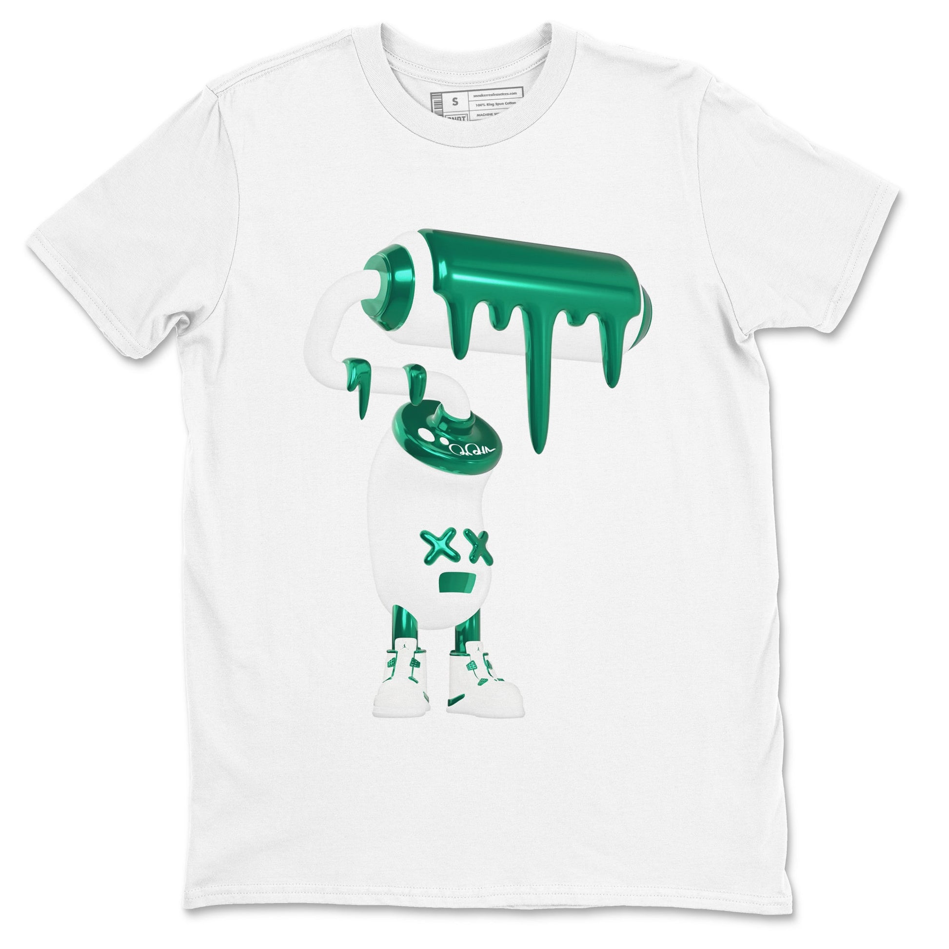 4s Oxidized Green shirts to match jordans 3D Paint Roller sneaker match tees Air Jordan 4 Oxidized Green SNRT Sneaker Tees streetwear brand White 2 unisex cotton tee