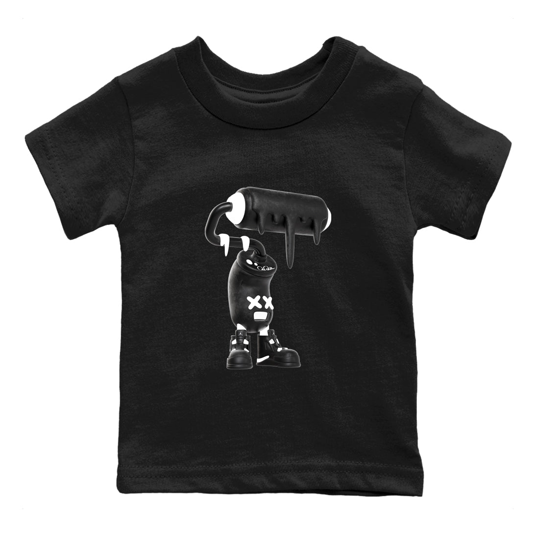 4s White Thunder shirts to match jordans 3D Paint Roller sneaker match tees Air Jordan 4 White Thunder SNRT Sneaker Release Tees Youth Baby Black 2 crew neck shirts