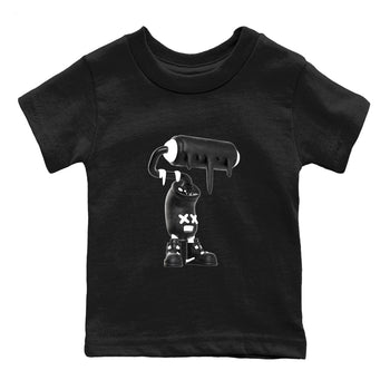 4s White Thunder shirts to match jordans 3D Paint Roller sneaker match tees Air Jordan 4 White Thunder SNRT Sneaker Release Tees Youth Baby Black 2 crew neck shirts