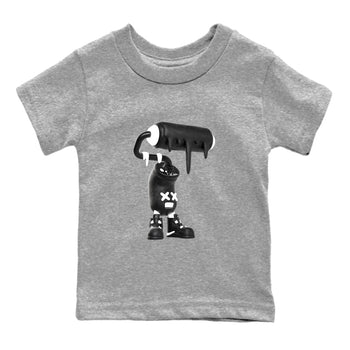 4s White Thunder shirts to match jordans 3D Paint Roller sneaker match tees Air Jordan 4 White Thunder SNRT Sneaker Release Tees Youth Baby Heather Grey 2 crew neck shirts