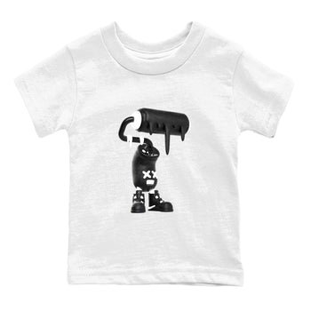 4s White Thunder shirts to match jordans 3D Paint Roller sneaker match tees Air Jordan 4 White Thunder SNRT Sneaker Release Tees Youth Baby White 2 crew neck shirts