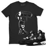 4s White Thunder shirts to match jordans 3D Paint Roller sneaker match tees Air Jordan 4 White Thunder SNRT Sneaker Release Tees unisex cotton Black 1 crew neck shirts