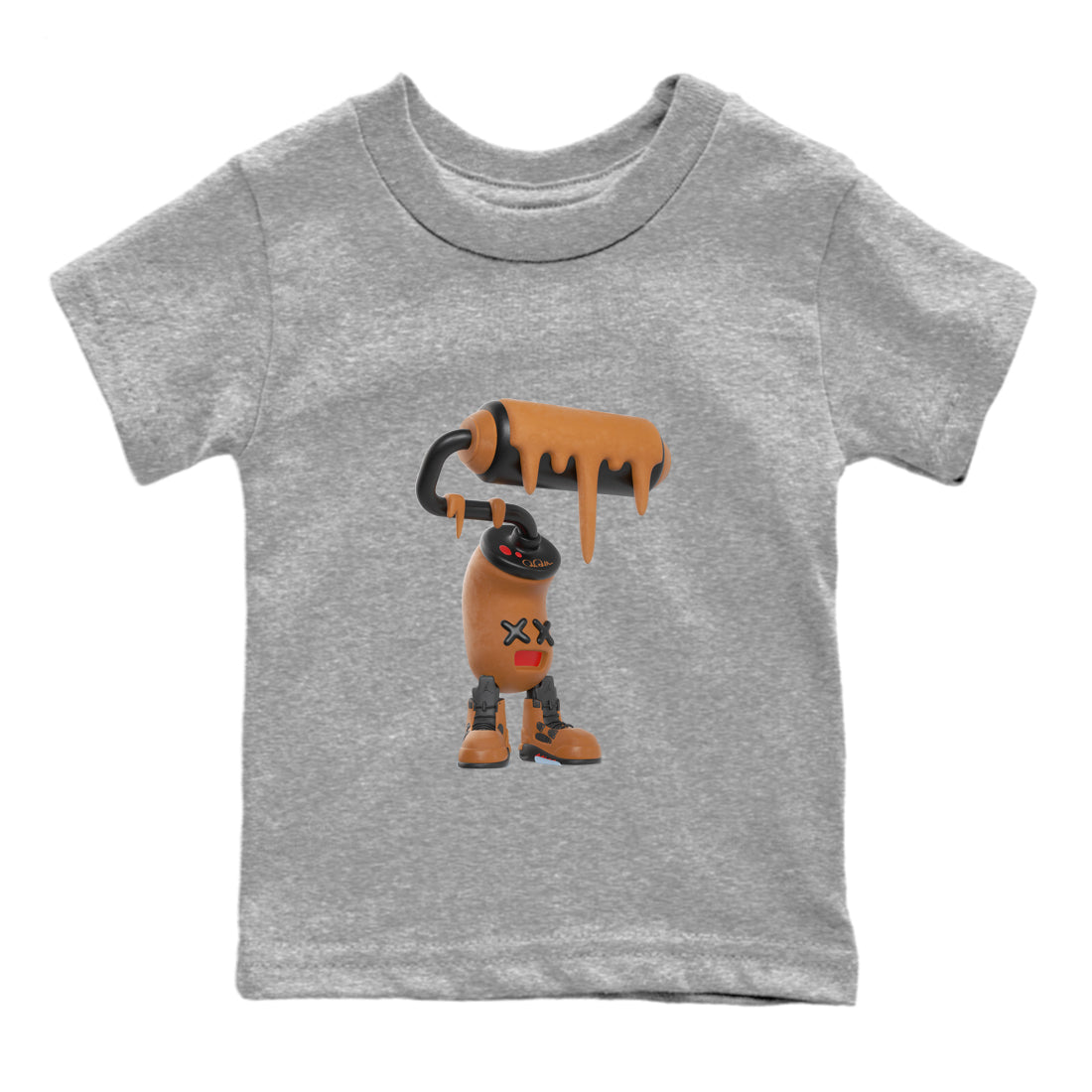 5s Archaeo Brown shirts to match jordans 3D Paint Roller sneaker match tees Air Jordan 5 Archaeo Brown match shoes to clothes SNRT Sneaker Tees Youth Baby Heather Grey 2 tee