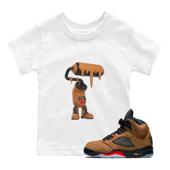 5s Archaeo Brown shirts to match jordans 3D Paint Roller sneaker match tees Air Jordan 5 Archaeo Brown match shoes to clothes SNRT Sneaker Tees Youth Baby White 1 tee