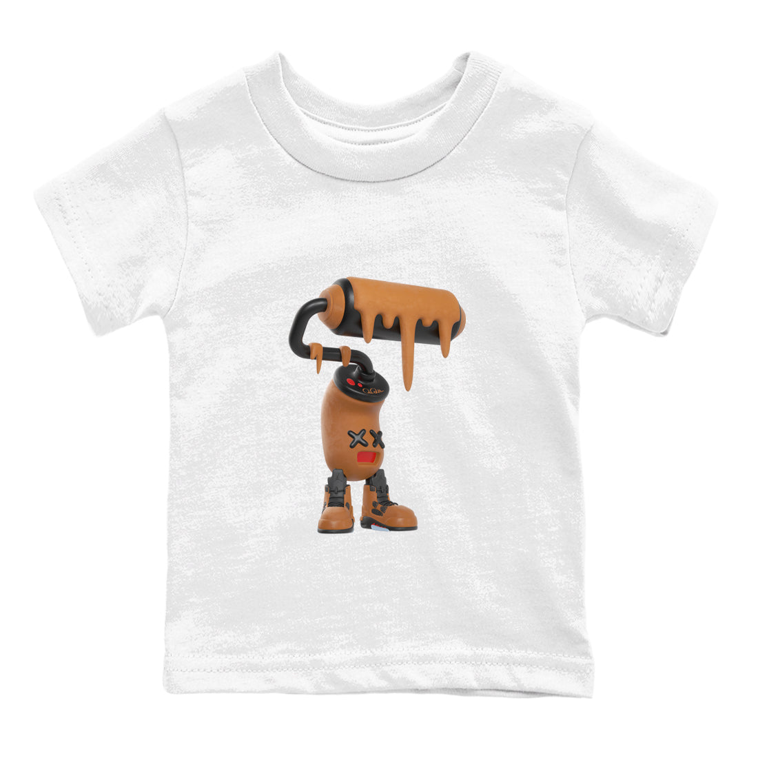 5s Archaeo Brown shirts to match jordans 3D Paint Roller sneaker match tees Air Jordan 5 Archaeo Brown match shoes to clothes SNRT Sneaker Tees Youth Baby White 2 tee