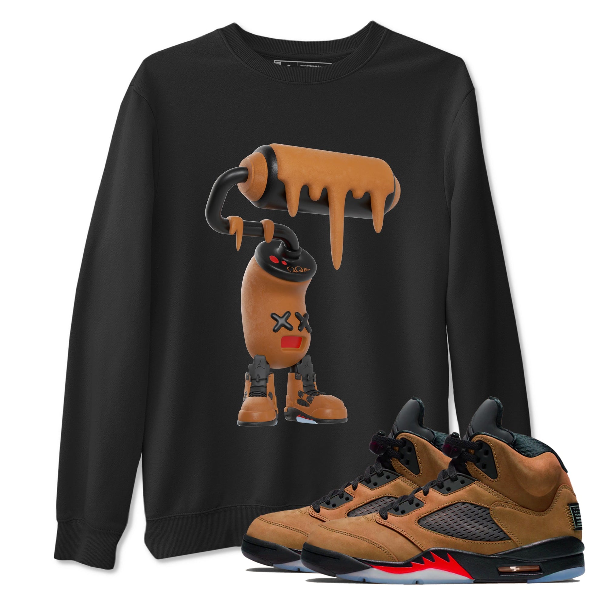5s Archaeo Brown shirts to match jordans 3D Paint Roller sneaker match tees Air Jordan 5 Archaeo Brown match shoes to clothes SNRT Sneaker Tees unisex cotton Black 1 shirts